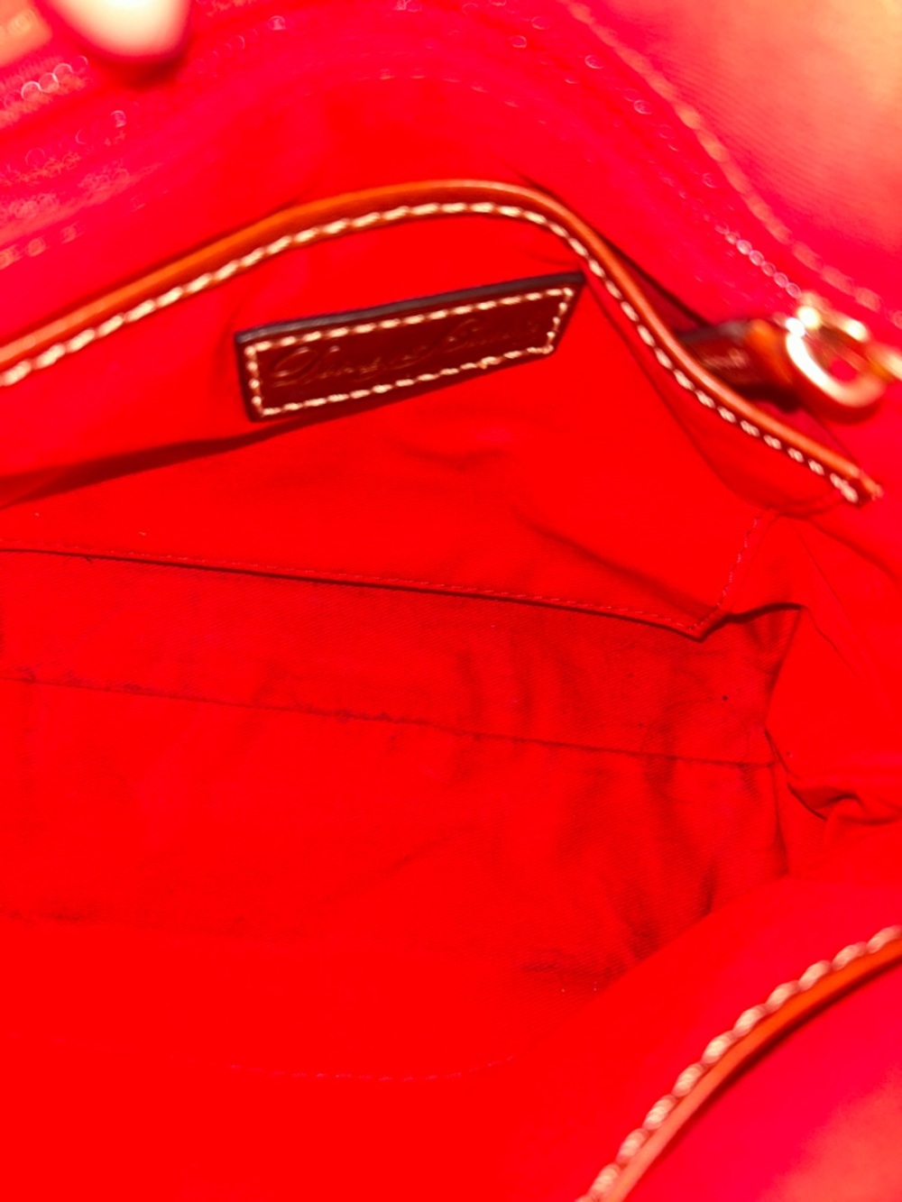 Dooney & Bourke Ruby Mini Satchel Orange Logo Dome Crossbody with Brown Trim - Picture 4 of 5